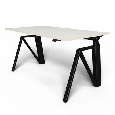 3760350280695-Bureau THEODORE  L160 - pieds noir - plateau Blanc laqué--0