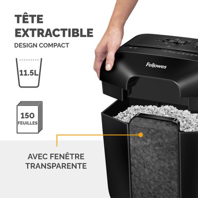 043859769025-Fellowes Powershred LX25M - Destructeur de documents coupe croisée mini-cut - 6 feuilles - Corbeille 11--4