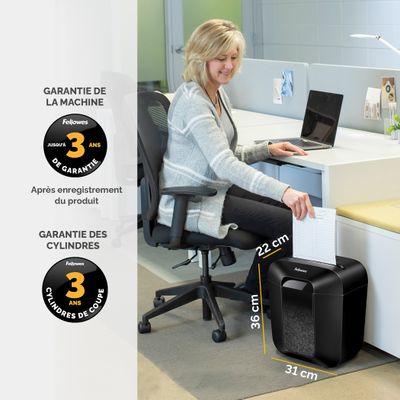 043859769025-Fellowes Powershred LX25M - Destructeur de documents coupe croisée mini-cut - 6 feuilles - Corbeille 11--5