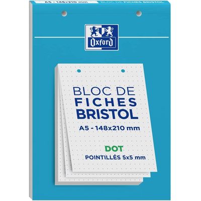3020120196114-Oxford - Pack de 30 Fiches Bristol - A5 - pointillés - perforées - blanc--0