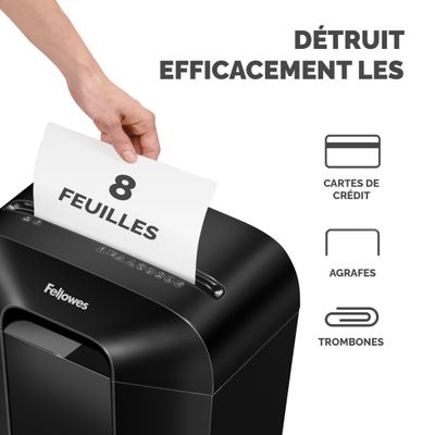 0043859771097-Fellowes Powershred LX41 - Destructeur de documents mini-cut - 8 feuilles - Corbeille 17 litres--3