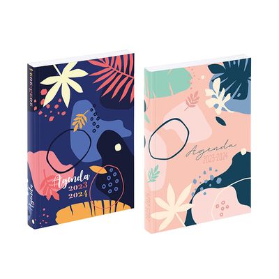 3135257463371-Agenda Fleurs Abstraites - 1 jour par page - 12 x 17 cm - rose ou bleu - Viquel--0