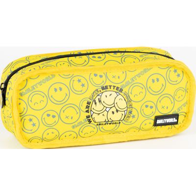 3020120175188-Trousse rectangulaire réversible Smiley Chill out - 1 compartiment - noir/jaune - Hamelin--1