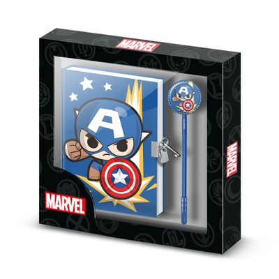 8445118044416-Coffret cadeau avec journal et stylo Captain America Punch - Karactermania--0