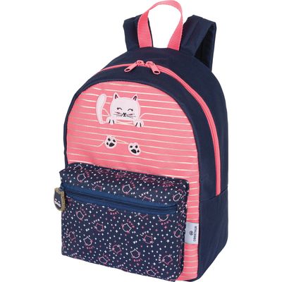 3664447148199-Petit Sac à dos Chaton - 1 compartiment - corail et marine - Oberthur--0