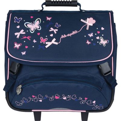 3664447148038-Cartable à roulettes Lola Espeleta - 38 cm - 2 compartiments - marine - Oberthur--3
