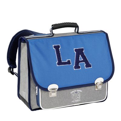3135250995244-Cartable L.A 38 cm - 2 compartiment - gris et bleu - Exclusivité Bureau Vallée - Viquel--0