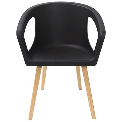 0404051443517-Lot de 4 chaises ONENNA - pieds bois - accoudoirs intégrés - coque noire--0