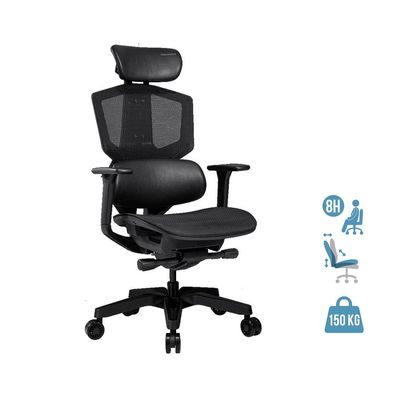 4710483774089-Fauteuil gamer ARGO One Black - accoudoirs réglables - appuie-tête intégré - noir--0