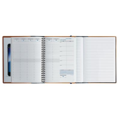 3660942080897-Agenda spiralé Denim All in One - 1 semaine sur 2 pages - 15 x 21 cm - bleu - avec carnet de notes - E--3