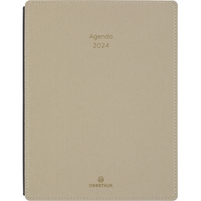 3664447154053-Agenda Stan - 1 semaine sur 2 pages - 19 x 24,5 cm - taupe - Oberthur--0