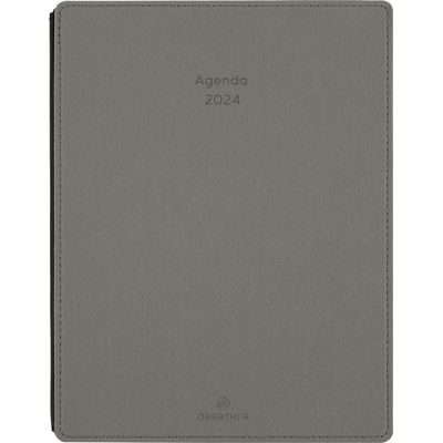 3664447159409-Agenda Stan - 1 semaine sur 2 pages - 19 x 24,5 cm - gris clair - Oberthur--0