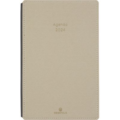 3664447154084-Agenda Stan - 1 semaine sur 2 pages - 13 x 21 cm - taupe - Oberthur--0