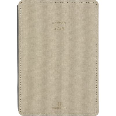 3664447154114-Agenda Stan - 1 semaine sur 2 pages - 11,5 x 16,5 cm - taupe - Oberthur--0
