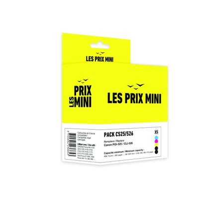 3700654236653-Cartouche compatible Canon PGI-525/CLI-526 - Pack de 5 - noirs x2, cyan, magenta, jaune - LES PRIX MINI--0