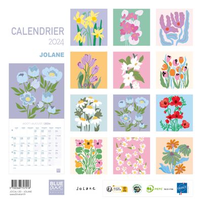 3700368757871-Blue Art Jolane - Calendrier illustré mensuel - 30 x 30 cm--0