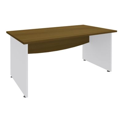 3253310362338-Bureau droit DUAL - L80 - Pieds blanc - plateau imitation noyer--0