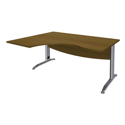 3253310313910-Bureau compact à gauche IDRA - L180 cm - Pied alu - plateau imitation noyer (Pieds de renfort obligatoire à rajou--0