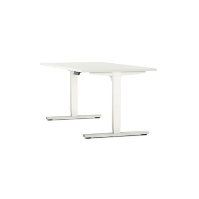 3617350004380-Bureau électrique AXEL -  bureau assis/debout  - L140 cm - plateau blanc - pieds blanc--0