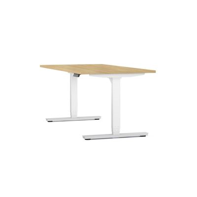 3617350004359-Bureau électrique AXEL -  bureau assis/debout  - L140 cm - plateau imitation chêne clair - pieds blan--0
