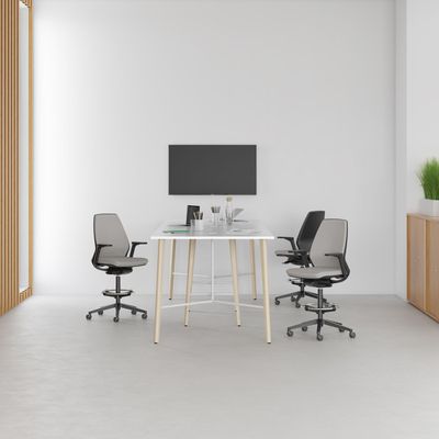 3617350004014-Table de réunion haute ROBIN - L200 x P100 x H104,5 cm - plateau blanc - pieds en hêtre massif--1