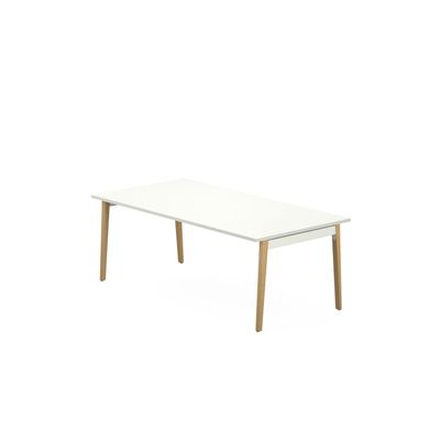 3617350004090-Bureau manager ROBIN - L200 x P100 cm - plateau blanc - pieds en hêtre massif--0