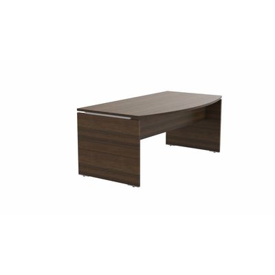 3617350001075-Bureau manager MOKA - L180 x P97 cm - plateau arqué - imitation noyer brun--0