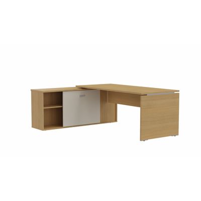 3617350000900-Bureau manager MOKA - L202 x P180 cm - avec console retour - plateau droit - imitation chêne clair--0