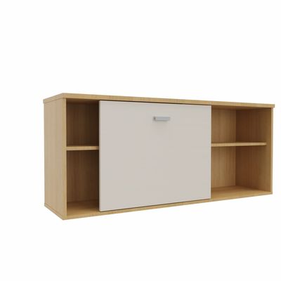 3617350000986-Crédence MOKA - L160 x P43 x H68 cm - avec porte coulissante - imitation chêne clair--0