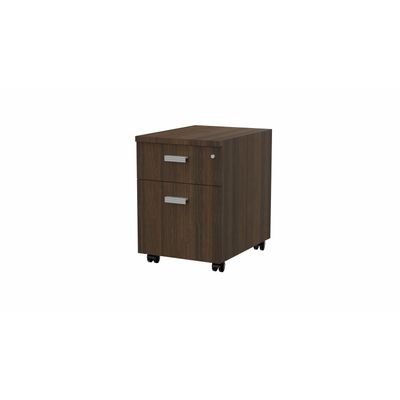 3617350000979-Caisson mobile MOKA - 2 tiroirs - L42 x P55,5 x H58,7 cm - imitation noyer brun - poignées grises--0