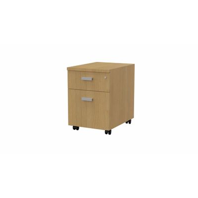 3617350000962-Caisson mobile MOKA - 2 tiroirs - L42 x P55,5 x H58,7 cm - imitation chêne clair - poignées grises--0