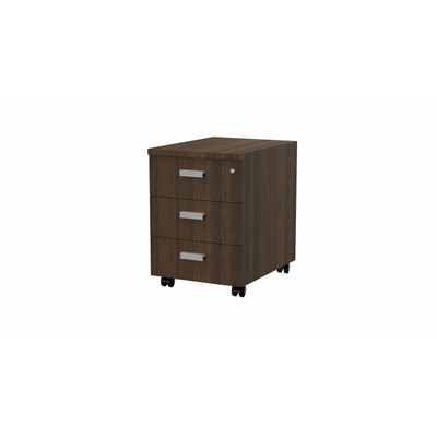 3617350000955-Caisson mobile MOKA - 3 tiroirs - L42 x P55,5 x H58,7 cm - imitation noyer brun - poignées grises--0