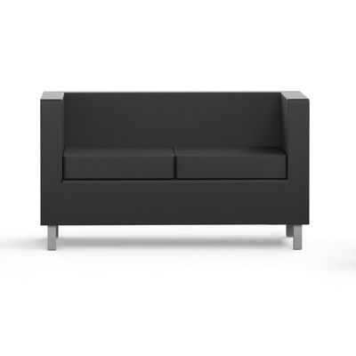 3617350000818-Canapé pour accueil GALWAY - 2 places - L128 x P62 x H72 cm - revêtement PU - noir--0