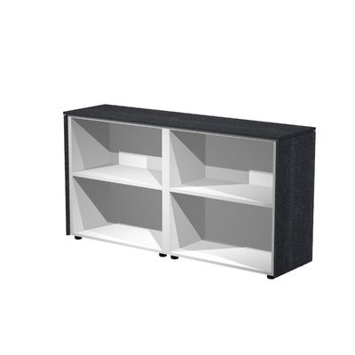 7331920003059-Armoire basse double Flora - L162,8xP43xH81,4 cm - 2 étagères - frêne noir--0