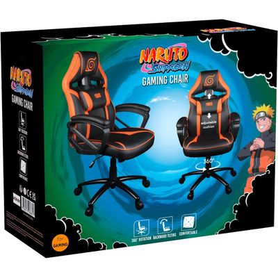3328170286817-Fauteuil gamer NARUTO - accoudoirs fixes - appui-tête intégré - noir et orange--6