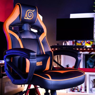 3328170286817-Fauteuil gamer NARUTO - accoudoirs fixes - appui-tête intégré - noir et orange--7