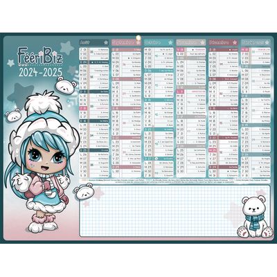 3592930023893-Calendrier Feeribiz - 6 mois par face - 32 x 42 cm - Bouchut--0