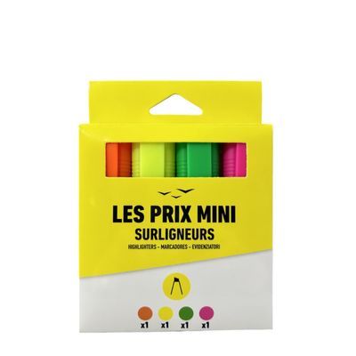 3539012004494-Les Prix Mini - Pack de 4 surligneurs - couleurs assorties--0