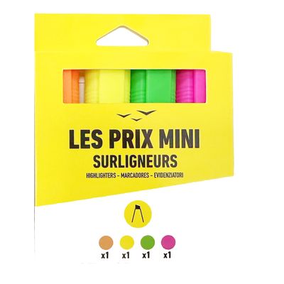 3539012004494-Les Prix Mini - Pack de 4 surligneurs - couleurs assorties--1