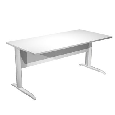 7331920000782-Bureau droit Trend - L160 - Pieds métals - plateau blanc - pied alu--0