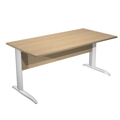 7331920000836-Bureau droit Trend - L160 - Pieds métals - plateau imitation chêne - pied alu--0