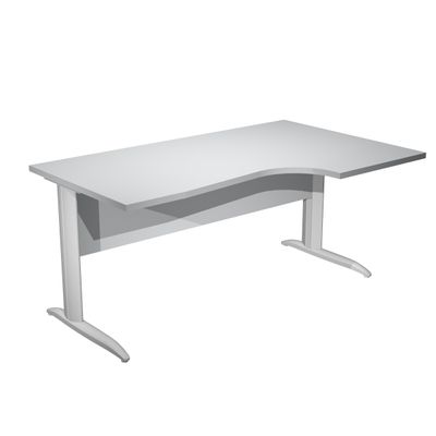 7331920001031-Bureau compact Trend - L160 cm - retour à droite - Pieds métals - plateau gris - (pied de renfort obligatoire à rajou--0