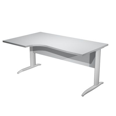 7331920001109-Bureau compact Trend - L160 cm - retour à gauche - Pieds métals - plateau gris - (pied de renfort obligatoire à rajou--0