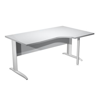 7331920001451-Bureau compact Trend - L160 cm - retour à droite - Pieds métals - plateau gris--0
