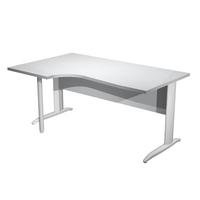 7331920001529-Bureau compact Trend - L160 cm - retour à gauche - Pieds métals - plateau gris--0