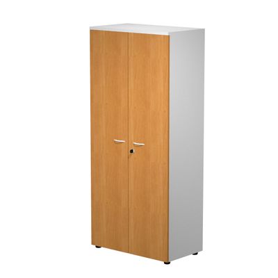 7331920002670-Bibliothèque haute Trend - L80xP44xH180 cm - 2 portes en mélaminé avec serrure - imitation aulne--0