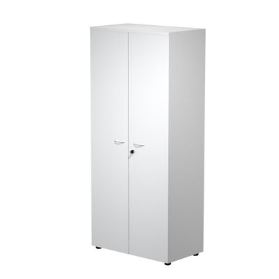 7331920002700-Bibliothèque haute Trend - L80xP44xH180 cm - 2 portes en mélaminé avec serrure - gris--0