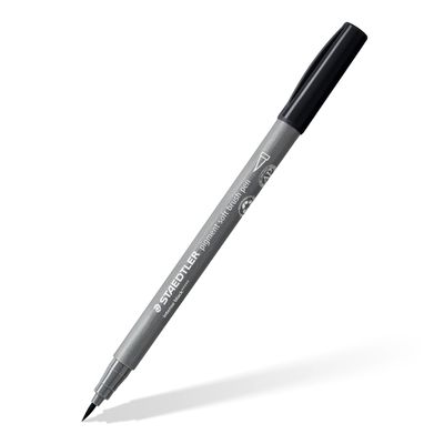 4007817098639-STAEDTLER Pigment soft brush 372 - 6 feutres pointe pinceau souple - gris & noir assortis--2