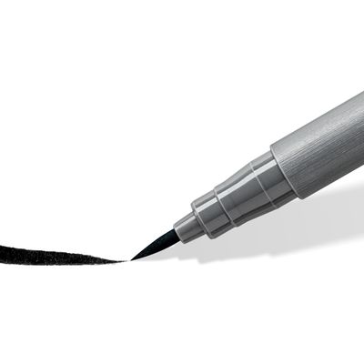 4007817098639-STAEDTLER Pigment soft brush 372 - 6 feutres pointe pinceau souple - gris & noir assortis--3