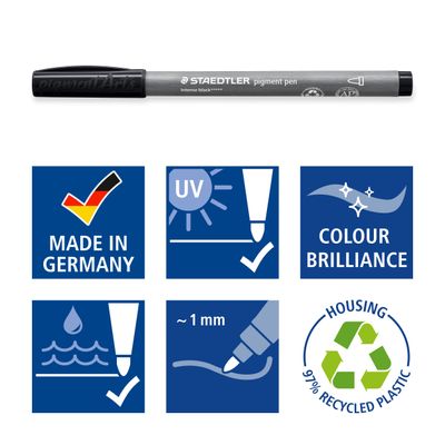 4007817099414-STAEDTLER Pigment pen 379 - 2 feutres - pointe ogive 1 mm - noir intense--3